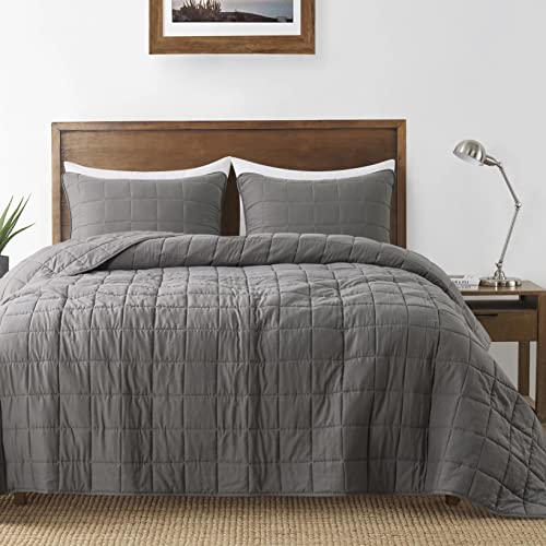 B2EVER Dark Grey Quilt Queen Size Bedding Sets