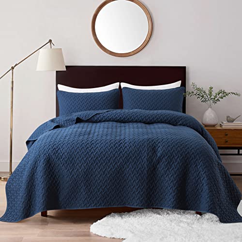 B2EVER Navy Blue Quilt Bedding Set