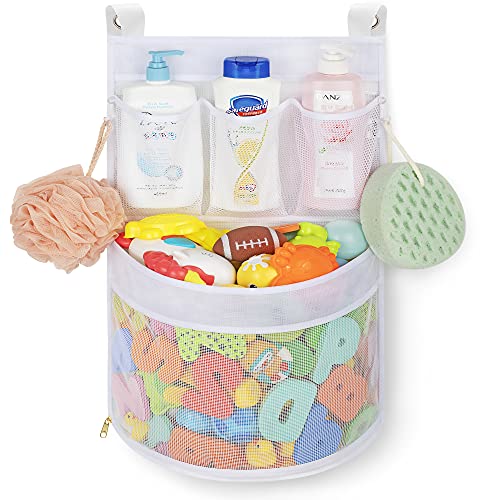 Large Bath Toy Storage with A Quick Dry Mesh Base. Sturdy Bath Toy Holder  with 3 Strong Suction Cups. The Bath Toy Organizer Keeps Your Bathroom  Tidy.
