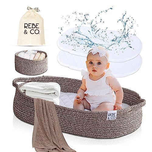 Baby Changing Basket Set with Waterproof Covers and Diaper Organizer