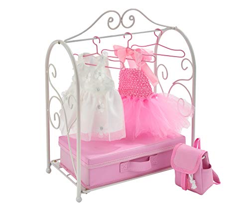 Badger Basket Doll Armoire with Storage - White/Pink