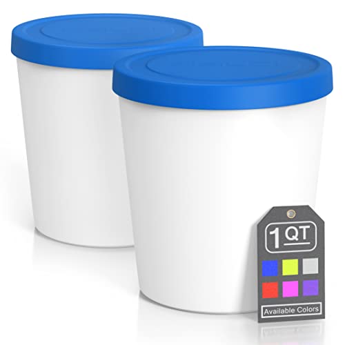BALCI Premium Ice Cream Containers: 2 Pack 1 Quart Each Blue