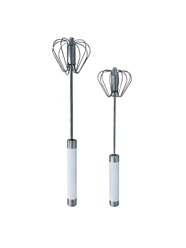 Balevi Stainless Steel Push Whisk - Convenient Manual Hand Mixer (2 Pack)