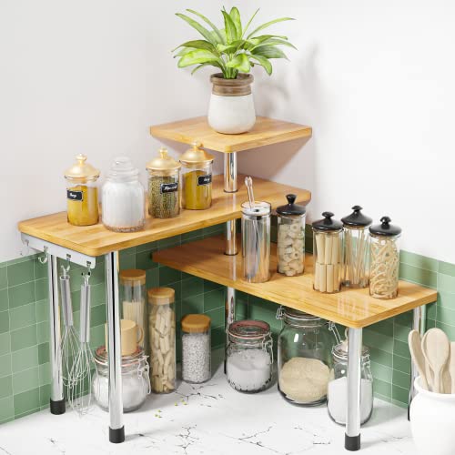Bamboo Corner Shelf for Kitchen or Bathroom