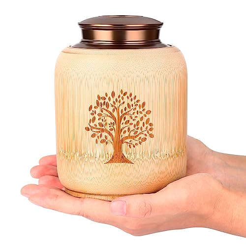 Bamboo Cremation Urn with Tree of Life Pattern