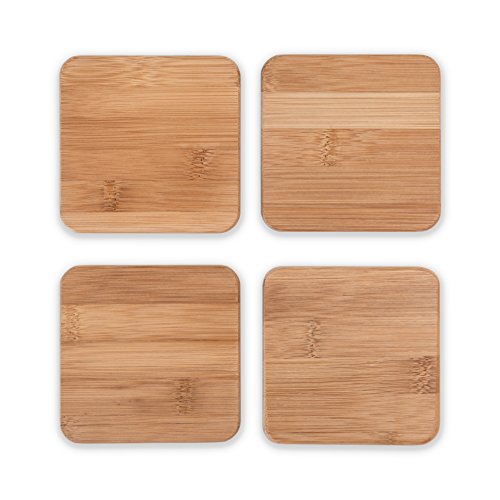 Bamboo Modern Square Coasters, Set of 4
