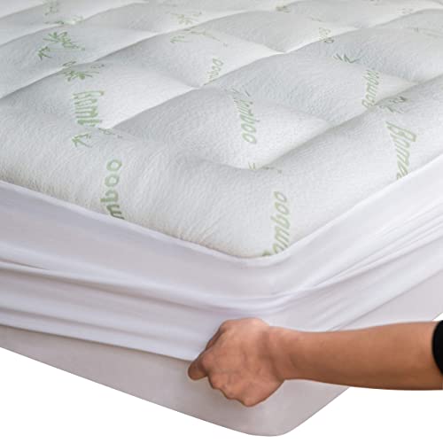 Bamboo Queen Mattress Topper with Pillow Protector