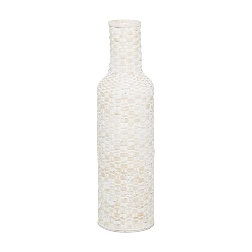 Bamboo Tall Woven Floor Vase, White