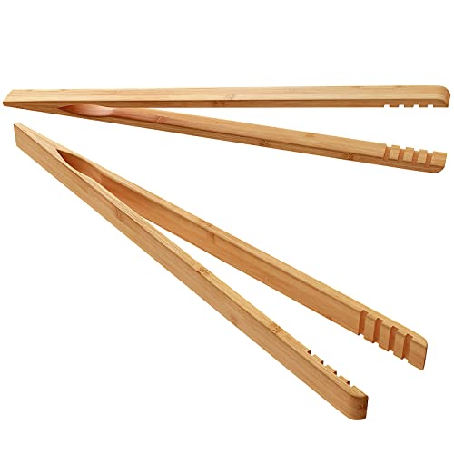 Bamboo Toast Tongs with Anti-slip Design