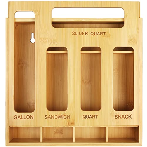 Royal Craft Wood Bamboo Ziplock Bag Storage Organizer - Food Storage Bags  Container With Slider - Kitchen Plastic Bags Storage Organization  Compatible For Sandwich & Snack Bags & Reviews