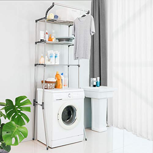 Dsstyles Over The Washer and Dryer Storage Shelf, 5-Tiers Wood Laundry Room Organization Shelves, Space Saving Laundry Drying Clothes Racks