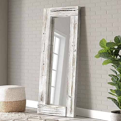 Barnyard Designs White Wood Floor Standing Full Length Mirror - 58" x 24"