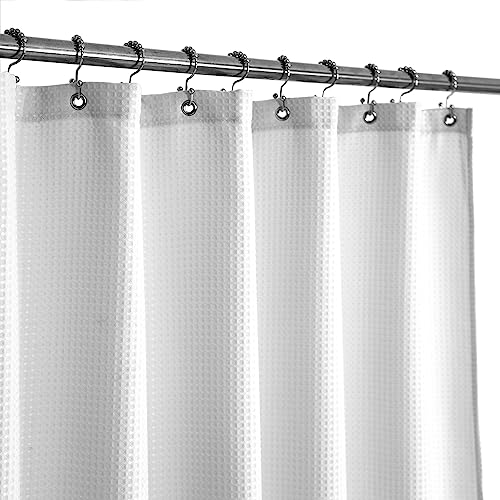 Barossa Design Luxury Waffle Weave Shower Curtain, White, 72" x 72"