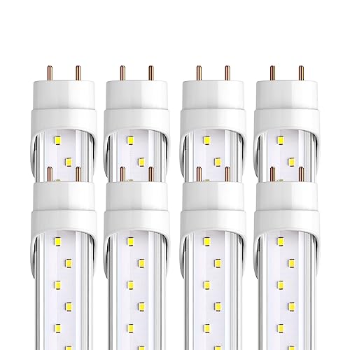 Barrina T8 T10 T12 LED Tube Lights, Dual-End Powered, Remove Ballast, Type B Bulbs, 4FT, G13, 24W, 6500K Cool Daylight, 3200LM, LED Replacement for Fluorescent Tubes, Clear Cover, ETL Listed, 8-Pack