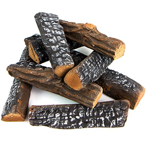 Realistic 10Pc Ceramic Logs for Gas Vented Fireplace