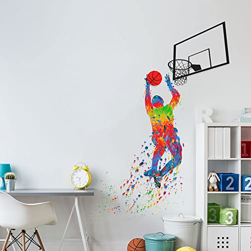 Basketball Wall Decals, Inspirational Self-Adhesive Sticker - 35.4x50 inch