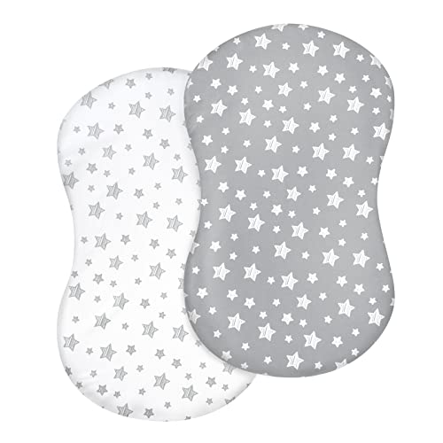 Bassinet Sheets 2 Pack, Universal Fit, Grey&White