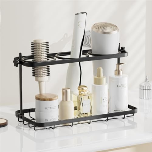 NIUBEE Hair Tool Organizer, Acrylic Hair Dryer and Styling Tool Holder,  Bathroom Countertop Blow Dryer Holder, Vanity Caddy Storage Stand for  Accessories, Makeup, Toiletries 