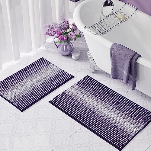 BSCIPRO Soft Shaggy Royal Purple Bathroom Rug and Mat Set