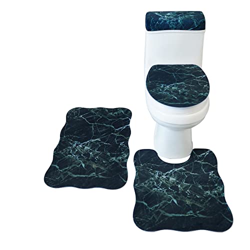 4-Piece Bathroom Set with Non-Slip Toilet Mat