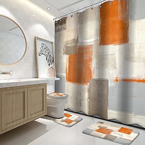 Bathroom Shower Curtain Set with Rugs