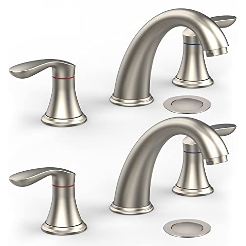 Hosslly Brushed Nickel Bathroom Sink Faucet Set with Drain and Hose (2 Packs)