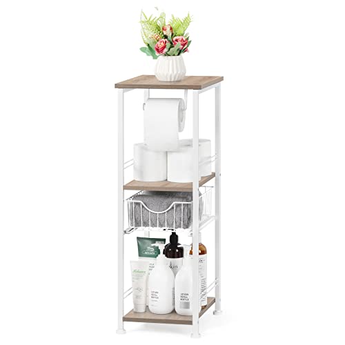 Bathroom Storage Cabinet with Drawer and Toilet Paper Holder Stand
