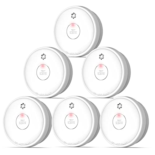 Battery Operated Smoke Alarms, 10-Year Life - 6 Pack