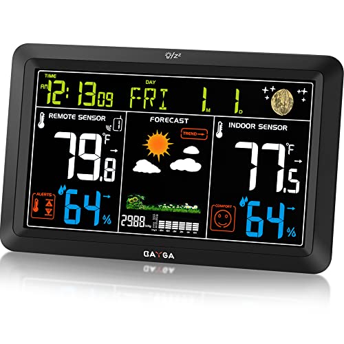 Weather Station Multiple Sensors, with 3 Outdoor Thermometer Wireless;  Indoor Outdoor Temperature and Humidity Data, Time & Perpetual Calendar ;