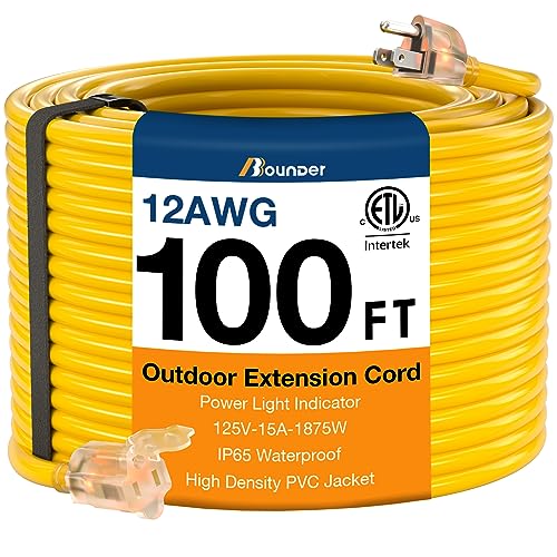 BBOUNDER 100 FT Waterproof Outdoor Extension Cord for Commercial Use