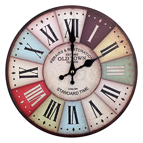 Bdor Wall Clock - Retro Rustic Style Wooden Quartz Wall Clock