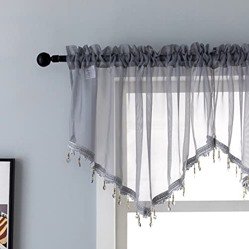 Beaded Sheer Valance Curtains for Living Room