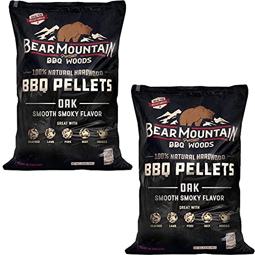 Bear Mountain BBQ Oak Wood Chip Pellets, 20 Pounds (2 Pack)