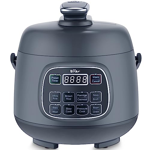Bar Bear Rice Cooker 3 Cups: Fast Pressure Cooker with 10 Menu Settings