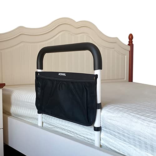 Adjustable Height Bed Rails for Elderly Safety with Storage Pocket" by AOHHL
