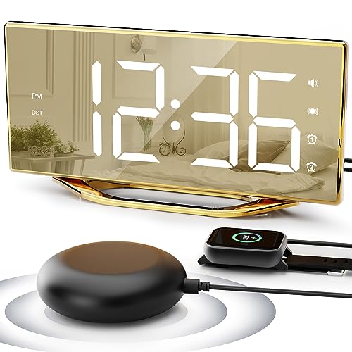 Bed Shaker Alarm Clock with Big Display and Phone Charger
