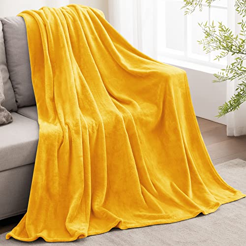 BEDELITE Yellow Fleece Throw Blanket - Super Soft & Cozy