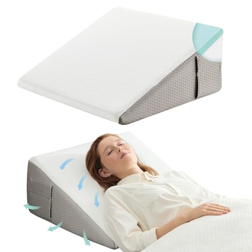 Cushy Form 7.5 Inch Bed Wedge Triangle Memory Foam Elevation Pillow w/Cover  