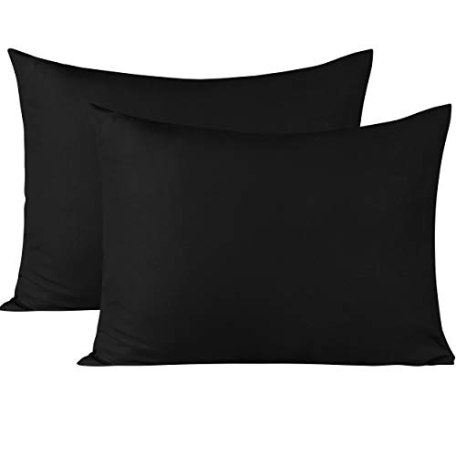 Soft Microfiber Kids Pillowcases, Set of 2, Black, 20x26 inches