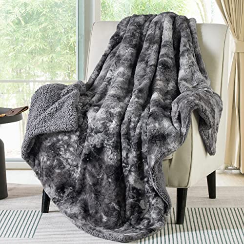 Bedsure Grey Fuzzy Sherpa Blanket - Soft Faux Fur, Reversible, 60x80