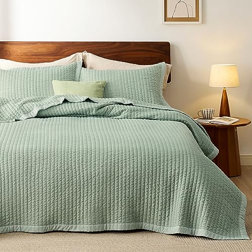 Bedsure Green Quilt Twin Size - Lightweight Soft Quilt Bedding Set