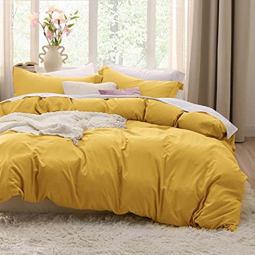 Bedsure Mustard Yellow Duvet Cover King Size