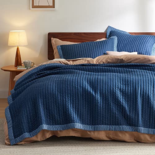 Bedsure Navy Quilt Queen Size - Lightweight Soft Quilt Bedding Set