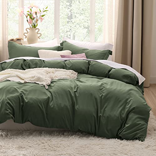 Bedsure Olive Green Duvet Cover Queen Size