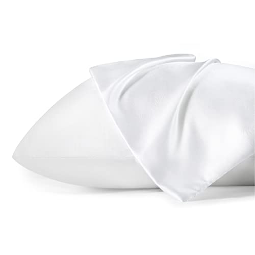 Bedsure Satin Pillowcase - White King Size, Set of 2