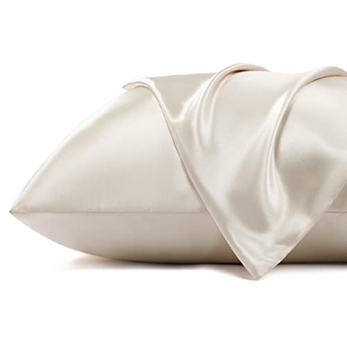 Bedsure Satin Pillowcase for Hair - Beige Silk-Like Pillow Cases, 2 Pack