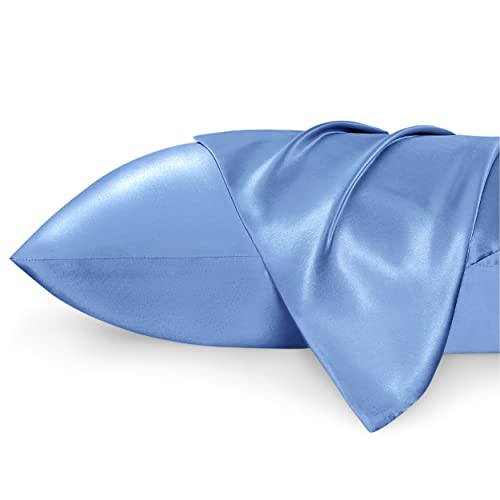 Bedsure Satin Pillowcase - Sky Blue Silky Pillowcase 2 Pack