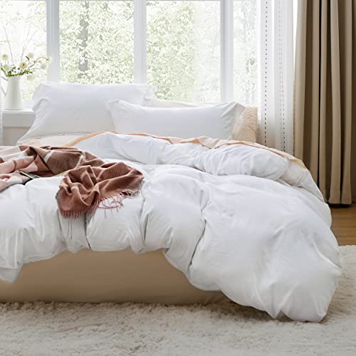 Bedsure White Duvet Cover Set - Soft Prewashed Queen Size