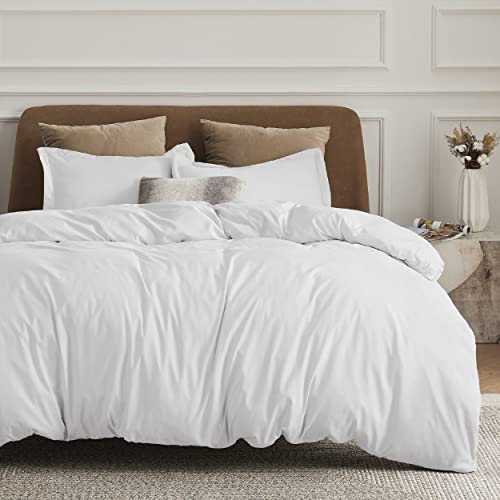 Bedsure White Duvet Cover Queen Size - Soft Brushed Microfiber Duvet Cover for Kids with Zipper Closure, 3 Pieces, Include 1 Duvet Cover (90"x90") & 2 Pillow Shams, NO Comforter
