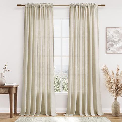 Beige Linen Curtains 84 Inch Length